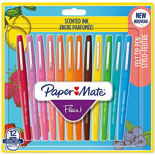 Paper Mate Flair Filzstifte mit Duft | verschiedene Sonntagsbrunch-Düfte und Farben | mittlere Spitze (0,7 mm) | 12 Stück