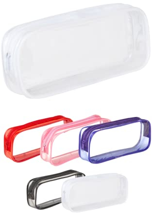 Soul Projekt Weiß Klare Federmäppchen Durchsichtige, Mäppchen PVC Rund für Frauen, Federtasche Pinsel Etui Schule Kinder, Toilettenartikel Kosmetiktaschen, Uni, Büro, Prüfung