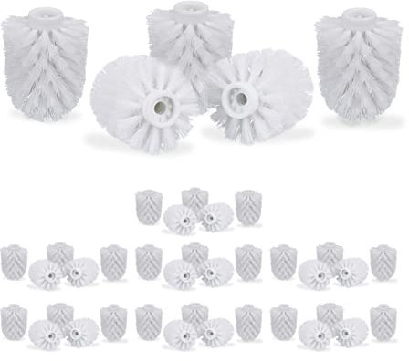Relaxdays Toilet Brush Head Set of 40, Loose Toilet Brushes, 9.5 mm Threads, Replacement Heads, Diameter 7 cm, White