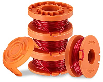 Viilich 4 Pcs Bobine Fil Coupe Bordure Compatible avec Coupe Bordure WORX WA0004.1/WA0010,Ø 1,65mm & 3m Bobine Fil Coupe Bordure,Bobine de Fil Debroussailleuse(4 Fil Coupe Bordure,1 Couvercle)