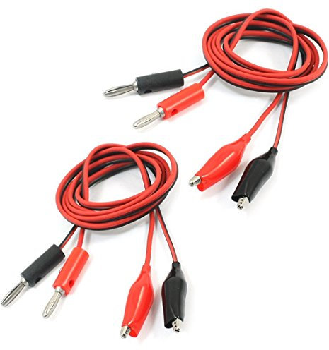 2 Stueck Krokodilklemme Bananenstecker Multimeter Messleitungen Schwarz Rot 1m