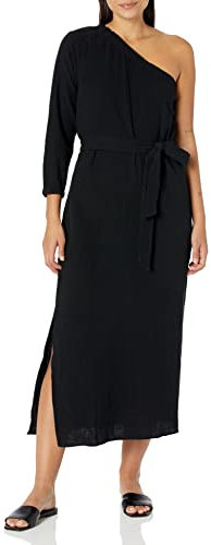 MONROW Damen Gaze One Shoulder Krawatte Lässiges Kleid, schwarz, Klein (10er Pack)