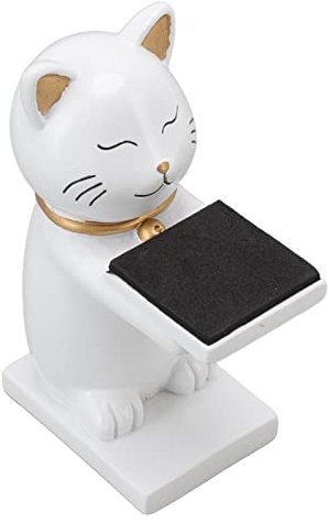 UhrenstäNder, Niedliche Katzenfigur, Kunstharz, Handgefertigt, Mode-Uhrenhalter, Dekoration, Lagerregal, HäNgender Schmuck-Organizer FüR Schmuck, Armband, Halskette (Weiß)