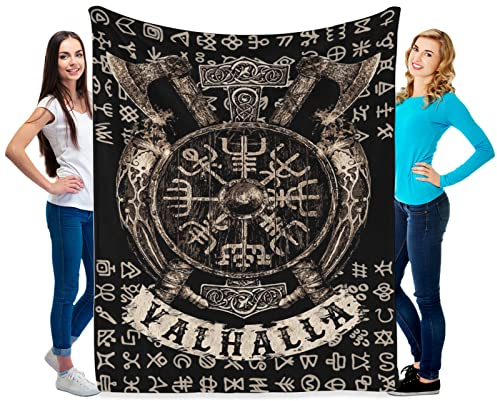 MYSLC Kinder Erwachsene Kuscheldecke Wohndecke Tagesdecke Decke Wikinger Walhalla Vegvisir Axt Design Flanell TV-Decke Warme Reise Kuscheldecke Multicolor 150x200cm