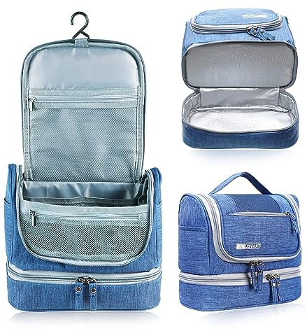 JOZEA Kulturtasche, Kulturbeutel für Herren und Damen, tragbare Kosmetiktasche wasserdicht, Reisetasche, Toilettenbeutel, Navy blau
