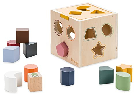 hauck Trieur de Forme Bebe Sort N Tidy, Cube d'Activité Bébé dès 1 An en Bois Durable (certifié FSC®), 12 Pièces, Stimule la Reconnaissance des Formes et la Concentration