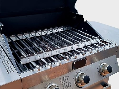 Accesorio para brochetas para barbacoa, soporte para brochetas, soporte para parrilla de gas con pinchos de acero inoxidable, 353 mm, 550 mm, 600 mm, 650 mm, 700 mm (550 mm sin brochetas)