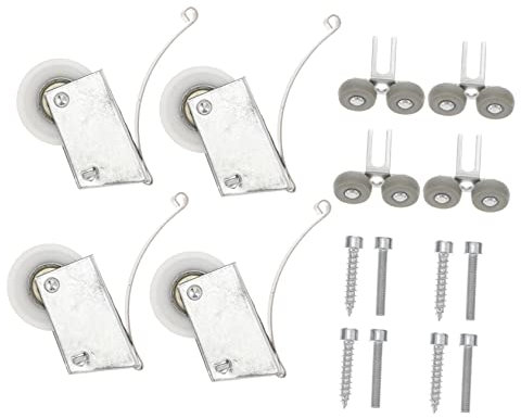 DOITOOL 4 Sets Wardrobe Pulley Wardrobe Sliding Door Track Sliding Closet Door Sliding Door Pulley Wheel Sliding Glass Door Lock Hardware Pulleys Sliding Doors Wheel Set Stainless Steel