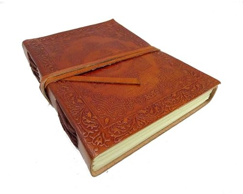 CRIGEMA Notizbuch aus Leder - handgemachtes Notizbuch - blanko Blätter - 17,5 x 12,5 cm - 240 Seiten (OM)