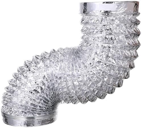 ULTECHNOVO 7 Inch 5 Feet Flex Air Aluminum Foil Ducting Dryer Vent Hose, Non-Insulated Ventilation Duct for HVAC Ventilation Heating Cooling System