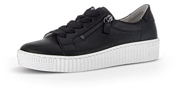 Gabor Damen Low-Top Sneaker, Frauen Halbschuhe,Wechselfußbett,Best Fitting,Freizeitschuhe,Laufschuhe,schnürschuhe,schwarz (Ice),39 EU / 6 UK