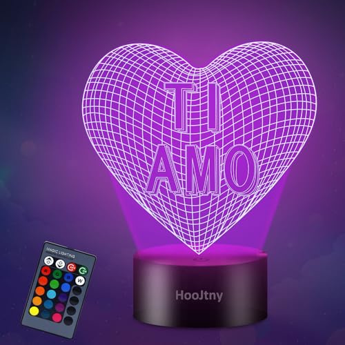 HooJtny Ich liebe dich Herz Nachttischlampe 3D Illusion Nachtlicht