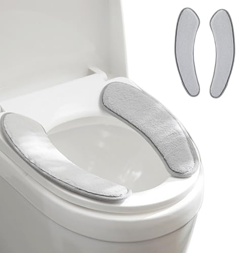 Thick Warm Toilet Seat Cushion Cover with Adhesive Toilet Seat Cushion Washable Reusable Winter Mat Double Flap Separation TPR Back Adhesive