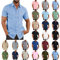 Linen Short Sleeve Button Down Casual Shirts for Men - Summer Hawaiian Solid Henley Blouses with Pocket - Regular Fit Holiday Beach Shirt - Cotton Linen - UK Size 8-22 Clearance