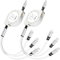 Retractable Multi USB C Charger Cable[2-Pack/1M]，3 in 1 usb c to usb c/lightning/Micro USB Connector Port phone charging cable, Multi iPhone Charger Cable for iPhone Samsung Google Huawei (White)