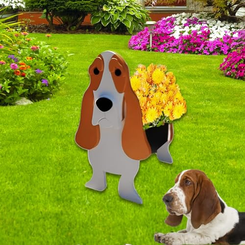 strolfay Basset Hound Dog Planter Pots, Animal Shaped Flower Pot | Large Cute Plant Gift for Women and Pet Lovers, Indoor Outdoor Garden Home Office Decor, 9.84 x 10.24 x 15.75 Inches