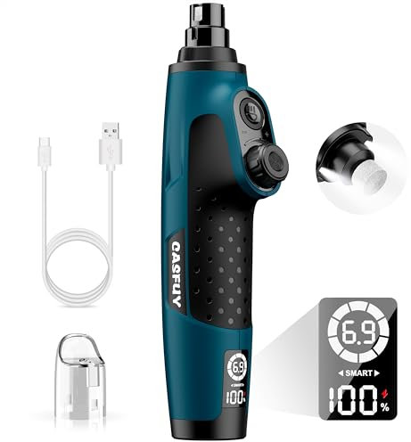 Casfuy Smart 6-Speed Dog Nail Grinder-50% More Power Pet Nail Grinder with 2 LED Lights Quiet Rechargeable Electric Dog Nail Trimmers File Toenail Grinder for Large Medium Small Dogs & Cats(Dark Blue)