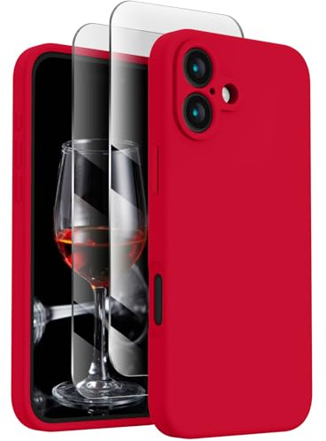 FireNova Designed for iPhone 16 Case, 6.1, Deep Red | Silicone Upgraded [Camera Protection] Phone Case, with Soft Anti-Scratch Microfiber Lining Inside