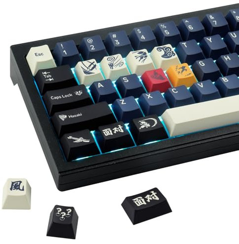JakeTsai Keycaps, 151 Keys Dye Sublimation Cherry Profile Keycaps Blue Keycap Set for Cherry MX Switches ISO/ANSI Layout Mechanical Keyboards