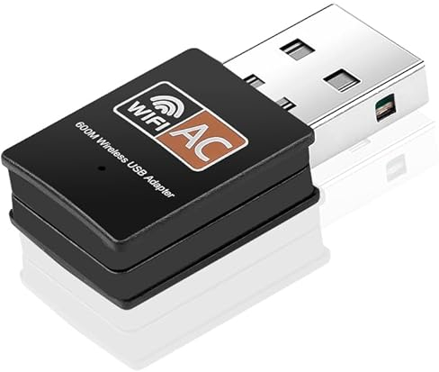Clé Wi-Fi AC 600 Mbps Dual Band 2,4 GHz/5 GHz WiFi Dongle USB Adaptateur sans fil Extension Clé Internet Carte Antenne pour PC/Ordinateur Portable Compatible avec Windows 11/10/8.1/8/7/XP, Mac