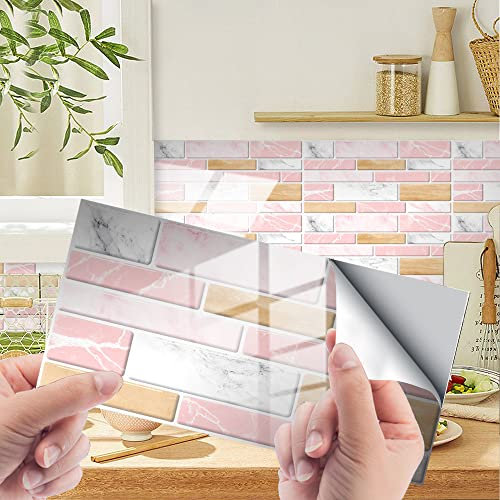 Stickers Muraux Cuisine Gris Rose Décoration Murale En Carrelage,Autocollants Carrelage Salle De Bain Et Cuisine,Auto-Adhésif Pvc Imperméable Style Carreaux De Ciment