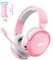 Wireless Gaming Headset, 7.1 Surround Sound, 2.4GHz USB Gaming Headphones with Bluetooth 5.4, 100H Battery, ENC Noise Canceling Mic, RGB Light, Wireless Headset for PC PS5 PS4 Mac Switch (White-Pink)
