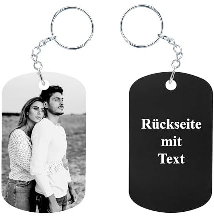 Personalisierter Schlüsselanhänger mit Foto & Gravur – Hochwertiger Dog Tag – Individuelles Geschenk für Männer, Frauen, Papa – Fotogravur für Valentinstag, Geburtstag – Geschenk Freund, Freundin