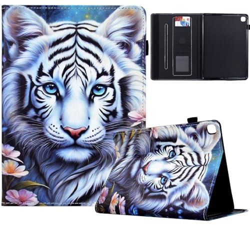 Mldjomid Custodia Cover per Samsung Galaxy Tab S5e 10.5 (SM-T720 T725) Custodia Protettiva Magnetica Tablet Cover con Sonno Sveglia per Samsung Galaxy Tab S5e 10.5 Tablet Custodia- Tigre Bianca