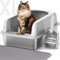 Vailge Cat litter Tray Stainless Steel, Extra Large 28L High-Sided Litter Box with Litter Scoop & Mat, Metal Cat Litter Tray for Large Cats, 60x40x30cm, Single Pack