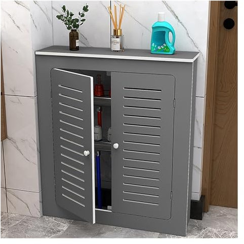 Grey Wood Plastic Board Radiator Cover Table 60cm Tall Home Heating Sheltering Cabinet for Living Room/Hallway/Laundry Old Watersplitter Pipe Design Size: 20x22x8
