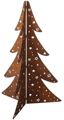 Boltze 2051516 Weihnachtsdekoration, Tannenbaum aus Metall mit Sternen, Braun, 114 cm hoch