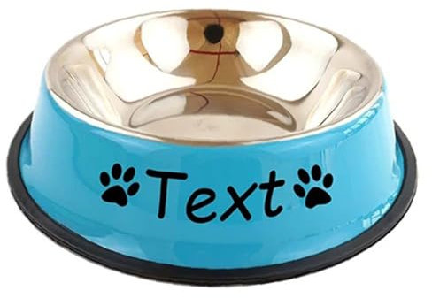 Keruidian Personalisierte Katzen- Und Hundenamen, Edelstahl-Farbe, Haustier-Welpen-Katzennapf, Rutschfester, Langlebiger Haustiernapf, Futternapf, Hunde-Wassernapf (Blau)