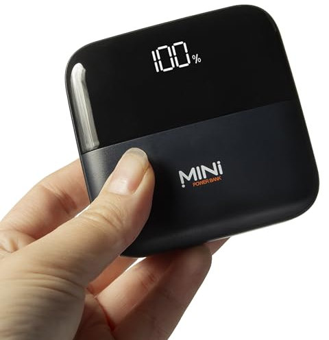 Mini Batterie Externe Compatible avec iPhone et Android - 10000 mAh - 22,5 W - Power Bank avec indicateur de Charge - Chargeur Rapide de Secours Universel Compact et léger avec Cable USB C