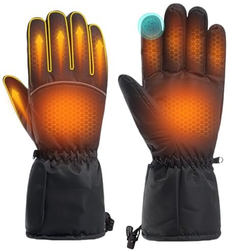 RUOVXWU Heated Gloves for Men Women Rechargeable Heated Motorcycle Gloves with Touch Screen Windproof Winter Gloves Washable Heated Mittens for Outdoor Skiing Cycling Montorcycle Camping Hiking