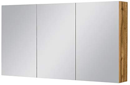 Quentis Spiegelschrank Breite 120 cm, 3 Türen, passend zu Waschplätzen der Badmöbelserien Genua, Susan und ZENO, Lieferung montiert (Eiche Natur, Breite 120 cm)