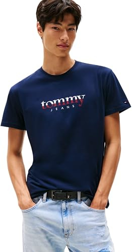 Tommy Jeans Men’s Short Sleeve Regular Fit T-Shirt, Blue (Dark Night Navy), XL
