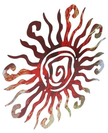 Garneck Sonne Wanddeko Metall 3D Wandbild Für Garten Und Terrasse – Wetterfeste Eisen Skulptur Als Dekoratives Wandobjekt Für Wohnzimmer - Büro Und Schlafzimmer - Farbenfroh Und Einzigartig