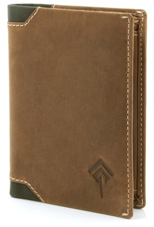 JOREY Herren Geldbeutel Nubuk-Leder – Slim Stil Portemonnaie für Männer – Vintage Geldbörse Herren mit RFID-Schutz – Kompakt Wallet im Hochformat (Camel)