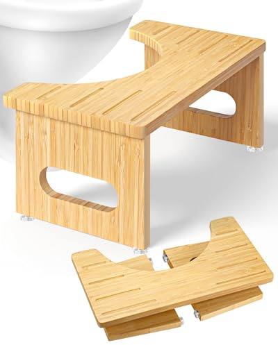 Toilettenhocker Holz – WC Hocker fur Erwachsene – Toilettenhocker Holz Klappbar - Squatty Kackhocker, Toilettenhocker für eine korrekte Sitzposition beim Stuhlgang