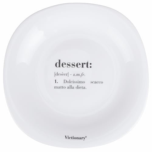 Set 6 Piatto frutta quadrato 22x22 cm in vetro opalino, Victionary Dessert