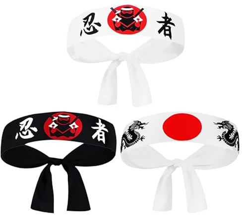 VALICLUD Japanisches Samurai Stirnband 3-Teiliges Ninja Kopfband Aus Atmungsaktivem Polyester Für Karate Training Alltag Und Kostümzubehör