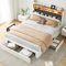 Polsterbett 140x200 cm, Funktionsbett mit LED-Beleuchtung und USB-Anschluss, Doppelbett mit Stauraum-Kopfteil, Jugendbett mit 4 Schubladen, Samt (4 Schubladen Beige-B, 140 x 200 cm)