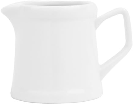 Olympia Whiteware Porcelain Pier Jugs 120ml (Pack of 6), White | Sized for individual portions of milk, cream, or gravy, with a curved handle and precise spout for drip-free table service.