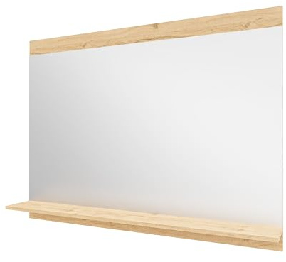 wohnartig® Stella Badezimmerspiegel | Eiche Artisan | 60 x 81,2 cm | großer Wandspiegel mit praktischer Ablage für EIN modernes Badezimmer | hochwertiger Badspiegel