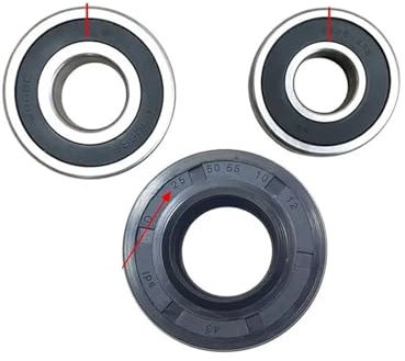 Bvhklxseb Kompatibel mit Daewoo Wandhalterung for Trommelwaschmaschinen, Wasserdichtung (25 x 50,55 x 10 x 12) + Lager 2 Stück (6202 6203), Öldichtungs-Dichtungsringteile
