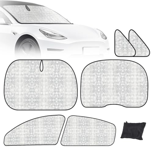 8 Stück Verbesserter Tesla Model Y Sonnenschirm UV-Blocker Abdeckung, Durchhängen Kühles Material für Sonnenschutz Wärmeisolierung Camping Sichtschutz mit Aufbewahrungstasche