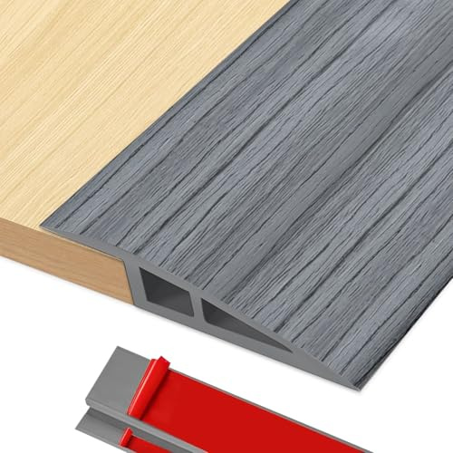 BOYIFEIJIE Barre de Seuil Rattrapage de Niveau, 1M x 5cm Barre de Seuil Multiniveau Adhesive PVC, Seuil de Porte Rattrapage Niveau pour Hauteur du Seuil 5mm ~ 10mm (Bois Gris Foncé)
