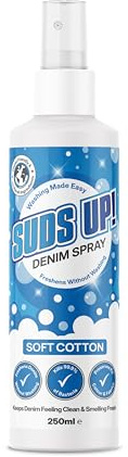 Suds Up! – Denim Spray 250ml Soft Cotton – Kills 99.9% Of Bacteria – Freshen & Soften Jeans Without Washing – Ideal for Jackets, Denim & Dark Wash Garments