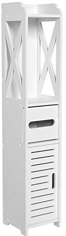 Tissting Badezimmerschrank 80 x 15,5 x 15 cm Holz Plastiktafel Vorratsschrank mit Schrank Regalgewebe -Lagerregal, verstellbare Regale für Badezimmer, Wohnzimmer, Wohnzimmer