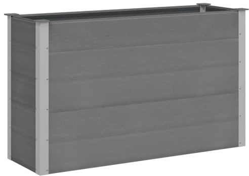 Qnhdfrt WPC Hochbeet Grau 150x50x91 cm für Garten und Balkon, Schmal & Hoch mit Modernem Design, Witterungsbeständiges Pflanzbeet aus Holz-Kunststoff